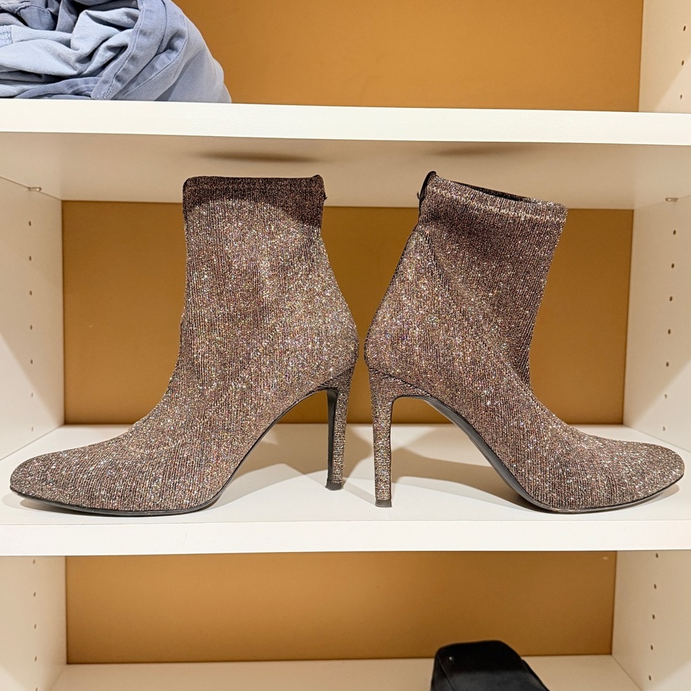 Giuseppe Zanotti silver Glitter Sock Ankle boots 8.5 Vero cuoio Italian leather